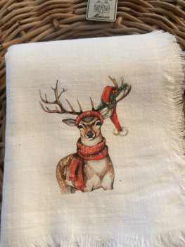 Stoffservietten mit weihnachtlichen Hirschmotiven